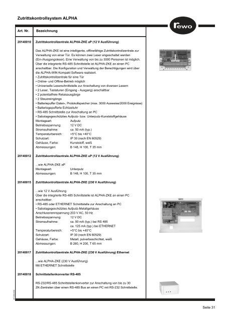 Produktkatalog Sicherheitstechnik für den Fachhandel www.rewo ...