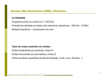 Ensaios Não Destrutivos (END). Ultrasons. - SME