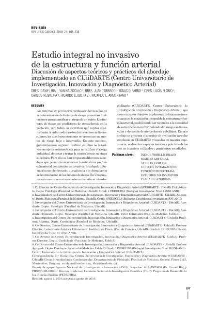 Estudio integral no invasivo de la estructura y función arterial