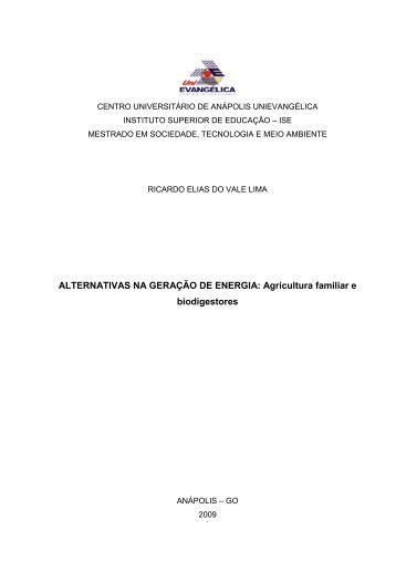 Alternativas na Geração de Energia - UniEVANGÉLICA