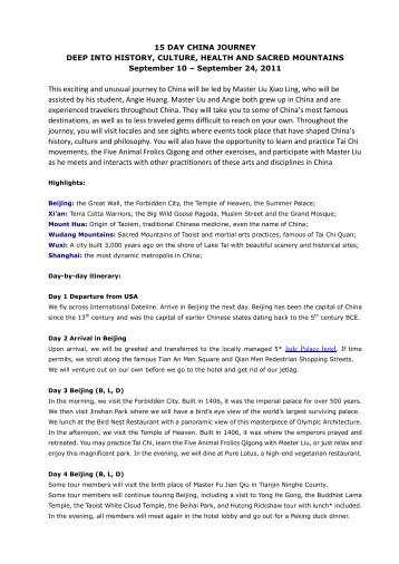 a PDF of the Full Itinerary - Wudang Longmen