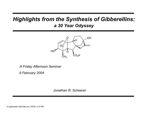 Highlights from the Synthesis of Gibberellins: