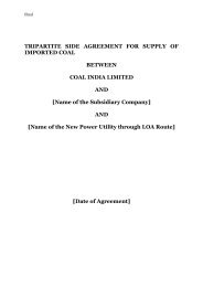 TRIPARTITE SIDE AGREEMENT FOR SUPPLY ... - Coal India Limited