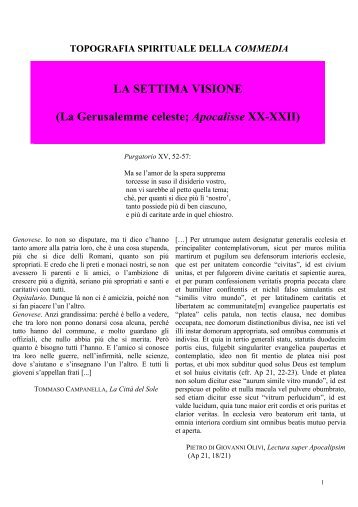 LA SETTIMA VISIONE - dante alighieri petrus iohannis olivi