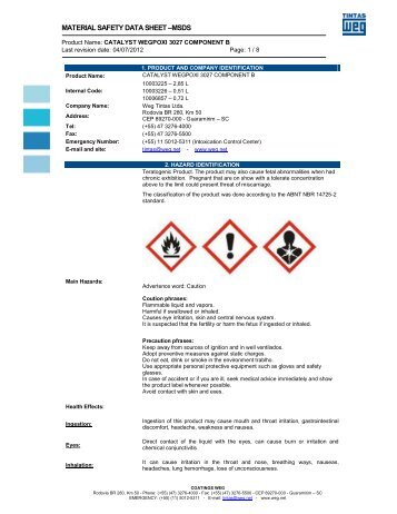 MATERIAL SAFETY DATA SHEET –MSDS - Weg