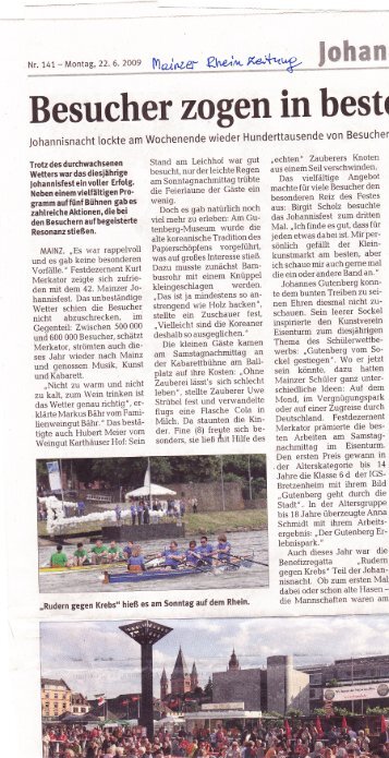 Mainzer Rhein-Zeitung - Johannisnacht mit - Rudern gegen Krebs