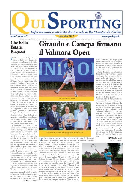 Giraudo e Canepa firmano il Valmora Open - Circolo della Stampa ...