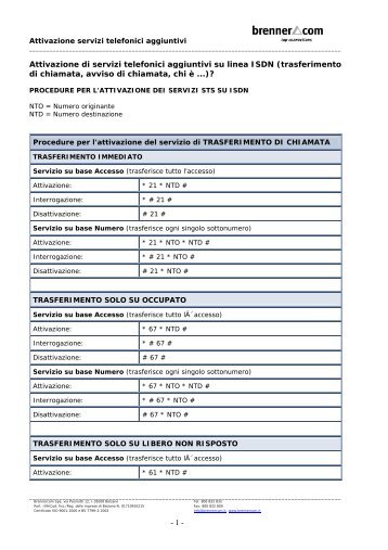 Avviso, trasferimento di chiamata... - Brennercom