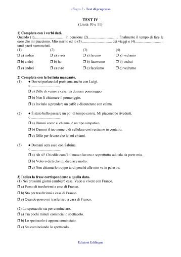TEST IV (Unità 10 e 11) - Edilingua