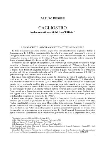 Cagliostro in documenti inediti - Rispettabile Loggia Stanislas De ...