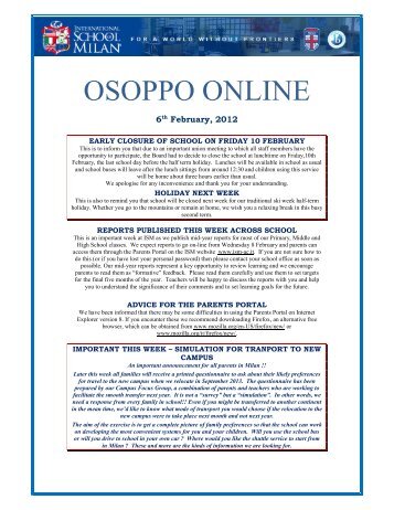 OSOPPO ONLINE - International School of Milan