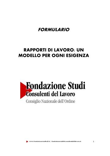 INDICE GENERALE DELLE FORMULE - Consulenti del Lavoro