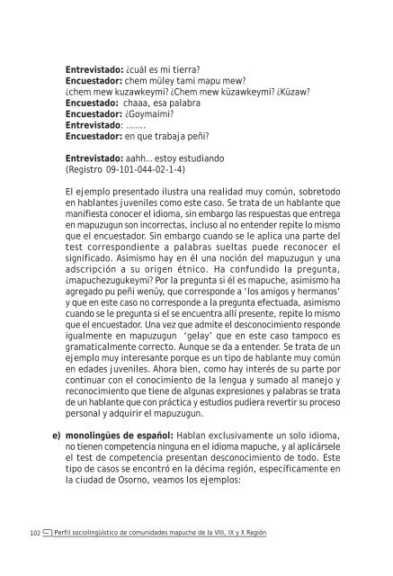 Perfil sociolingüístico de comunidades mapuche de la ... - Educarchile