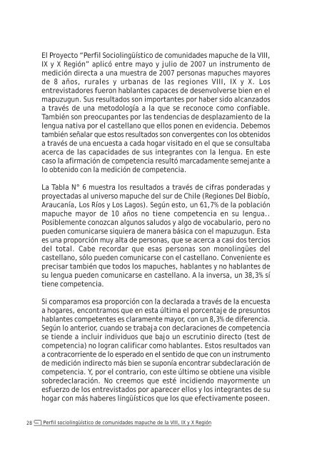 Perfil sociolingüístico de comunidades mapuche de la ... - Educarchile