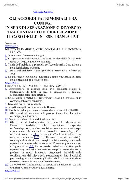 Transazione separazione consensuale