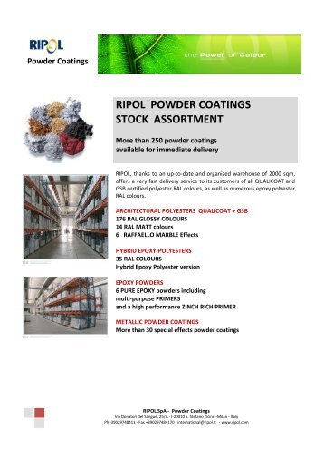 ripol powder coatings stock assortment - HKW-Maalipalvelu Oy