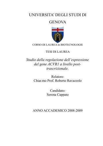 UNIVERSITA' DEGLI STUDI DI GENOVA - FOP Italia Onlus