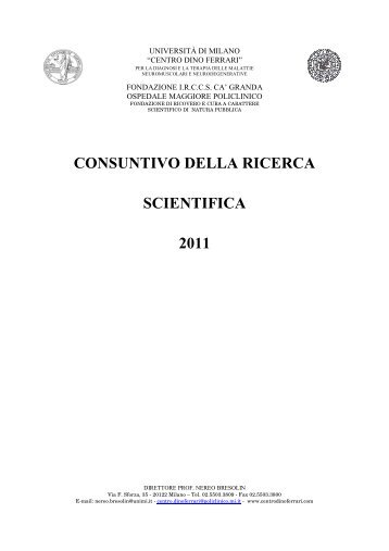 U.O. Neurologia Produttività Scientifica 2011 - Centro Dino Ferrari