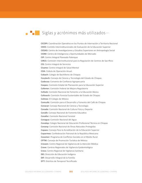 Siglas y acrónimos más utilizados - Informes de Gobierno