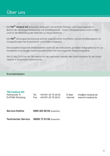 PRODUkTkATAlOG - TNI medical AG