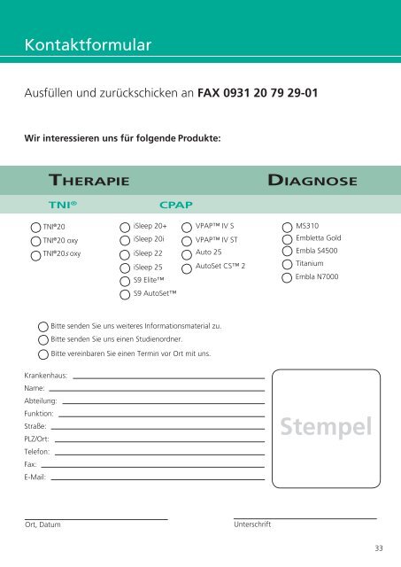 PRODUkTkATAlOG - TNI medical AG