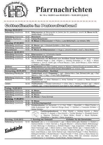 Pfarrnachrichten Nr. 18 & 19 / 2013 - Pastoralverbund Hallenberg