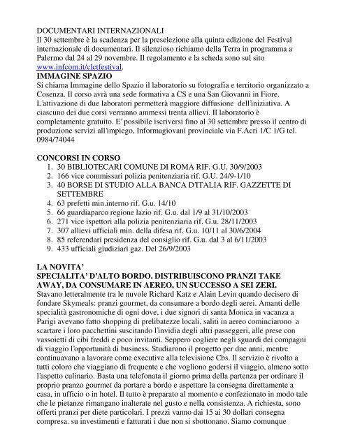 ufficio informagiovani - Comune di Piana degli Albanesi