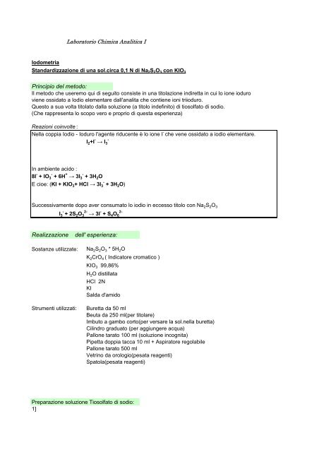 Tiosolfato Di Sodio A Cosa Serve