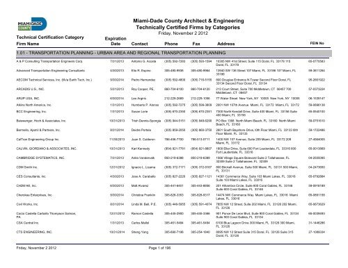 Miami-Dade County Architect & Engineering Technically Certified ...