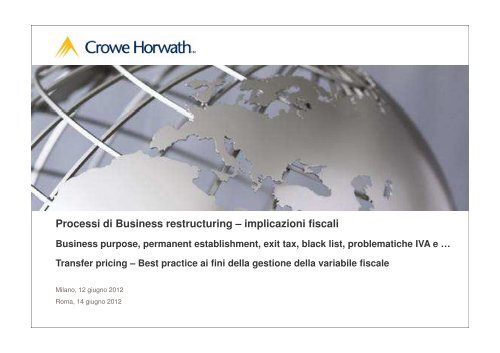 Business Restructuring - Crowe Horwath International