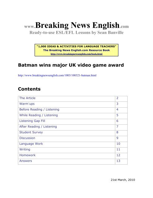 Esl Lesson Video Games Breaking News English