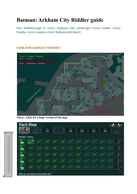 Batman: Arkham City Riddler challenge guide