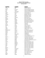 National Coffee Association Centennial Convention Attendee Roster ...