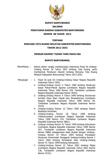 bupati banyuwangi salinan peraturan daerah kabupaten ...