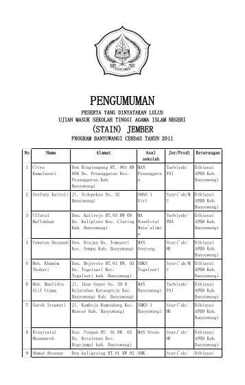 PENGUMUMAN - STAIN Jember