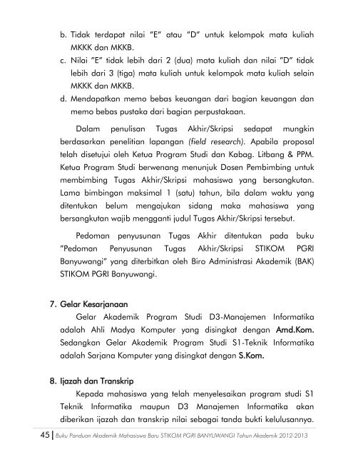 Buku Panduan Akademik 2012-2013 - Stikom Banyuwangi