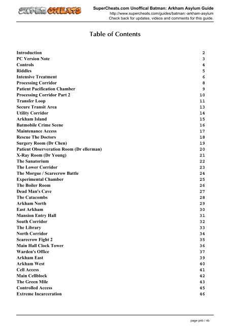 Batman Arkham Asylum Unofficial Guide