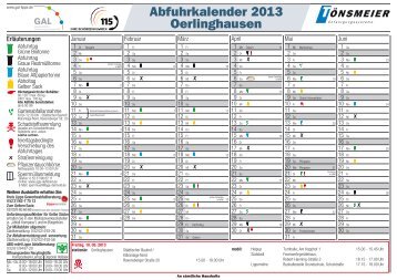 Abfuhrkalender 2013 Oerlinghausen