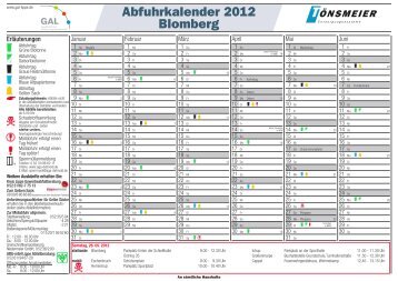 Abfuhrkalender 2012 Blomberg