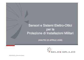 Sensori e Sistemi Elettro-Ottici per la Protezione di Installazioni Militari