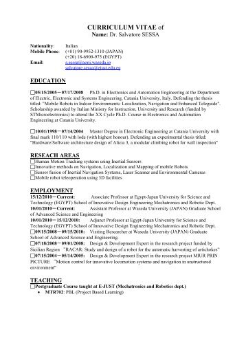 CURRICULUM VITAE of - Egypt-Japan University of Science and ...