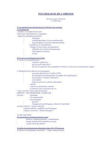 PSYCHOLOGIE DE L'OBESITE - aepu.lu