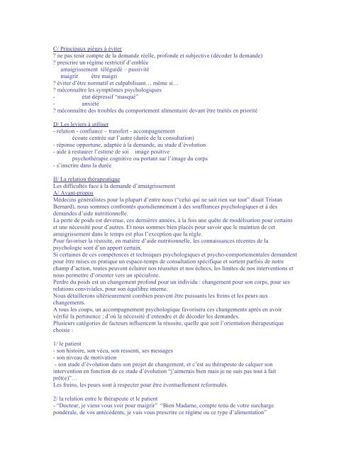 PSYCHOLOGIE DE L'OBESITE - aepu.lu