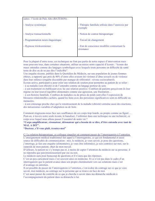 PSYCHOLOGIE DE L'OBESITE - aepu.lu