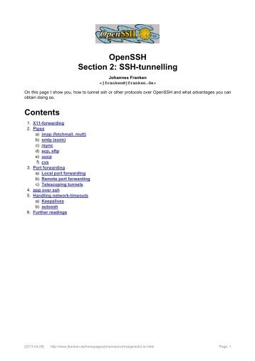 OpenSSH Section 2: SSH-tunnelling Contents - jfranken.de