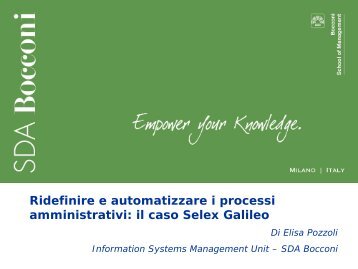 Presentazione 3 - Ridefinire e automatizzare i ... - SDA Bocconi