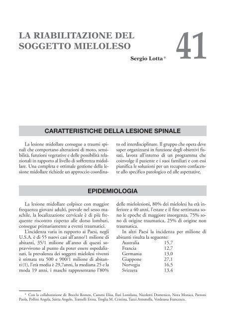 LA RIABILITAZIONE DEL SOGGETTO MIELOLESO - Ausl