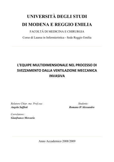 Tesi D'Alessandro Romano Abstract - Biblioteca Medica