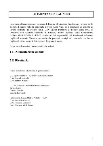 Allegato tabelle dietetiche - Comune di Firenze