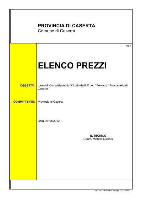 ELENCO PREZZI - Provincia di Caserta